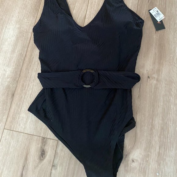 1X lbiza black ribbed ONE PIECE swimsuit NEW - Picture 6 of 7